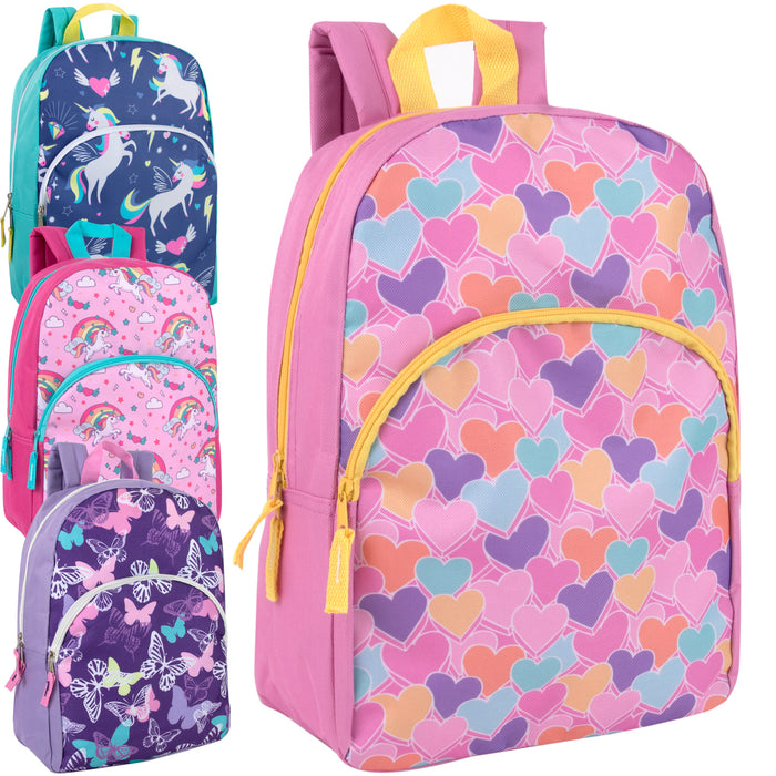 15 Inch Printed Character Backpacks - Girls Assortment - BagsInBulk.ca