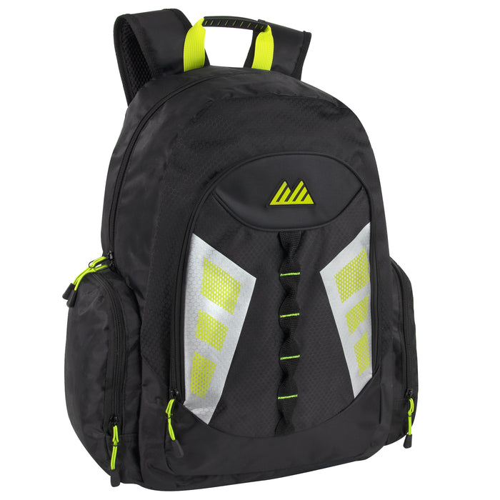 19-inch Mountain Edge Multi Pocket Backpack w Reflective Straps & Panels - BagsInBulk.ca