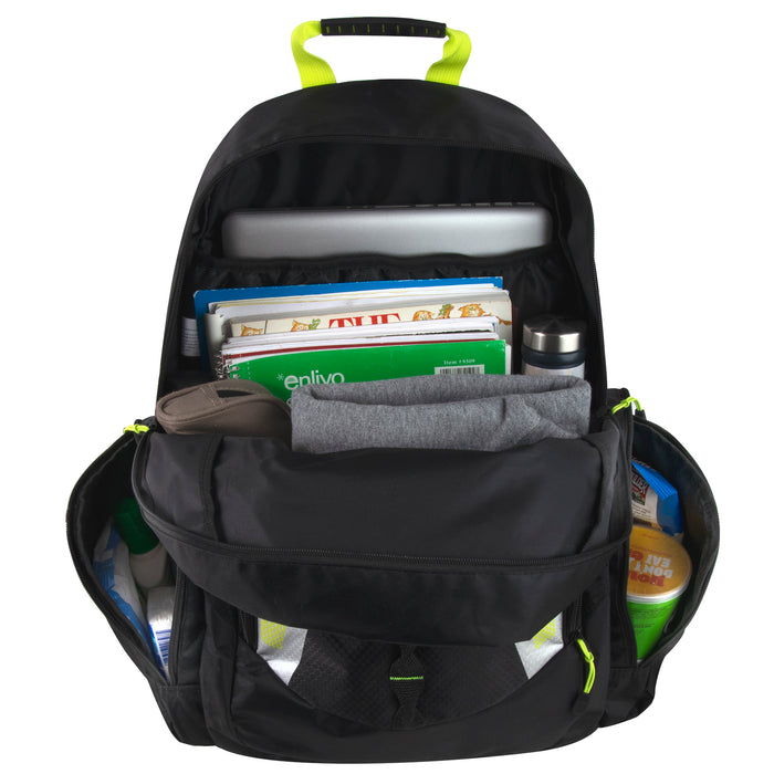 19-inch Mountain Edge Multi Pocket Backpack w Reflective Straps & Panels - BagsInBulk.ca