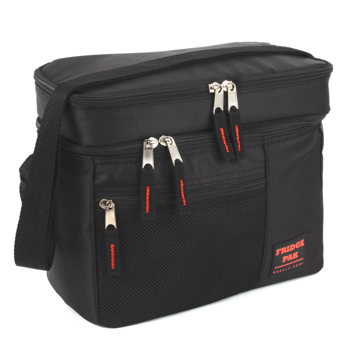 Fridge Pak 12-Can Cooler Bag With Front Mesh Pocket- 3 Colors - BagsInBulk.ca