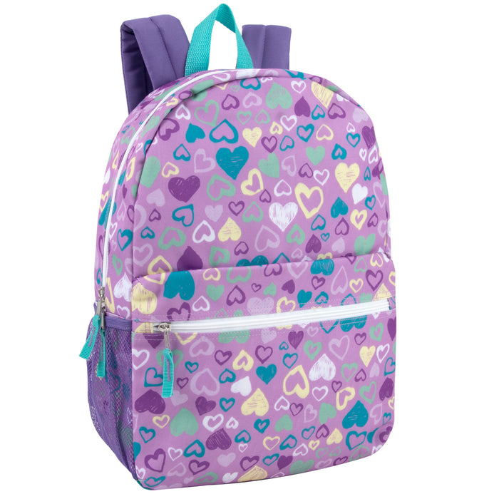 17 Inch Kids Printed Backpacks With Side Pockets - Girls Assortment - BagsInBulk.ca