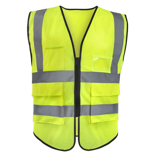 Deluxe High Visibility Safety Vest with Clear ID Pocket - BagsInBulk.ca