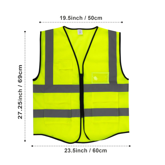 Deluxe High Visibility Safety Vest with Clear ID Pocket - BagsInBulk.ca