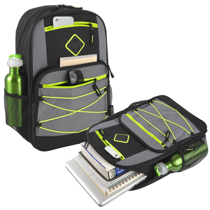 19 Inch Double Zippered Bungee Backpacks With Laptop Section - Boys - BagsInBulk.ca