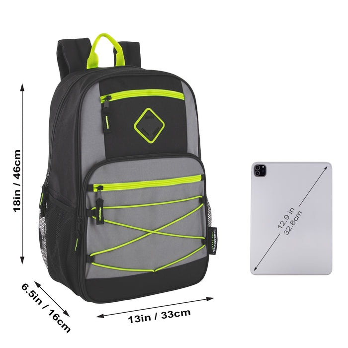 19 Inch Double Zippered Bungee Backpacks With Laptop Section - Boys - BagsInBulk.ca