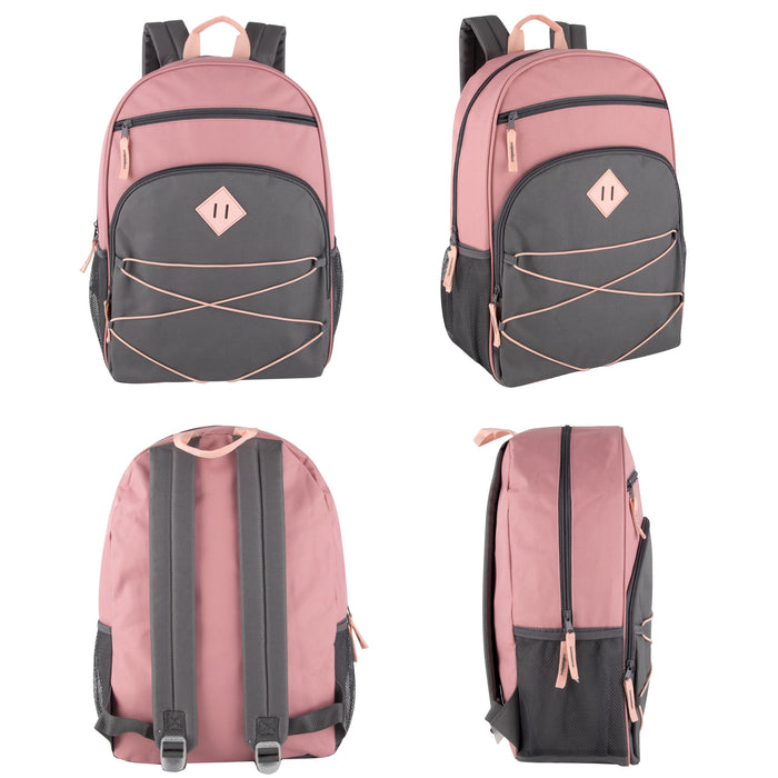 17-Inch Multi Pocket Bungee Backpack - 3 Girl Colors - BagsInBulk.ca