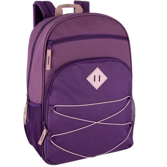 17-Inch Multi Pocket Bungee Backpack - 3 Girl Colors - BagsInBulk.ca