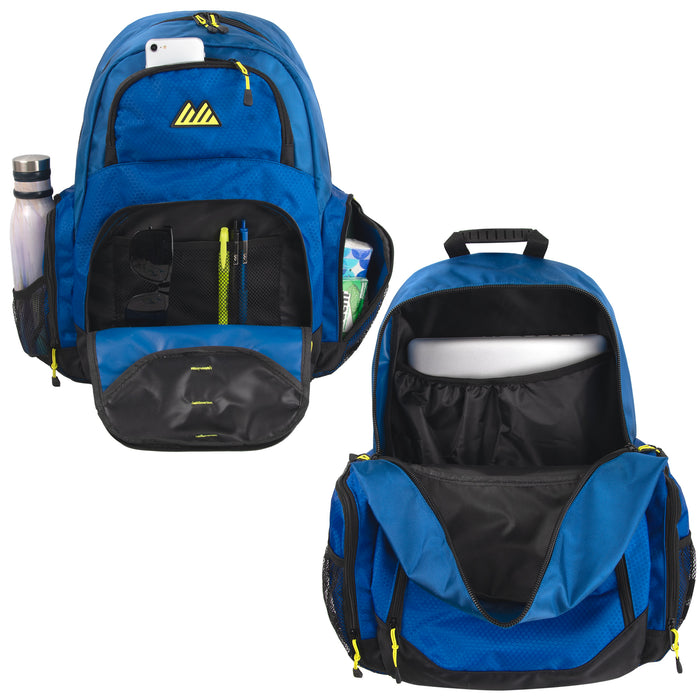 19-inch Mountain Edge Multi Pocket Daisy Chain With D Ring Backpack w Laptop Sleeve - 3 Colors - BagsInBulk.ca