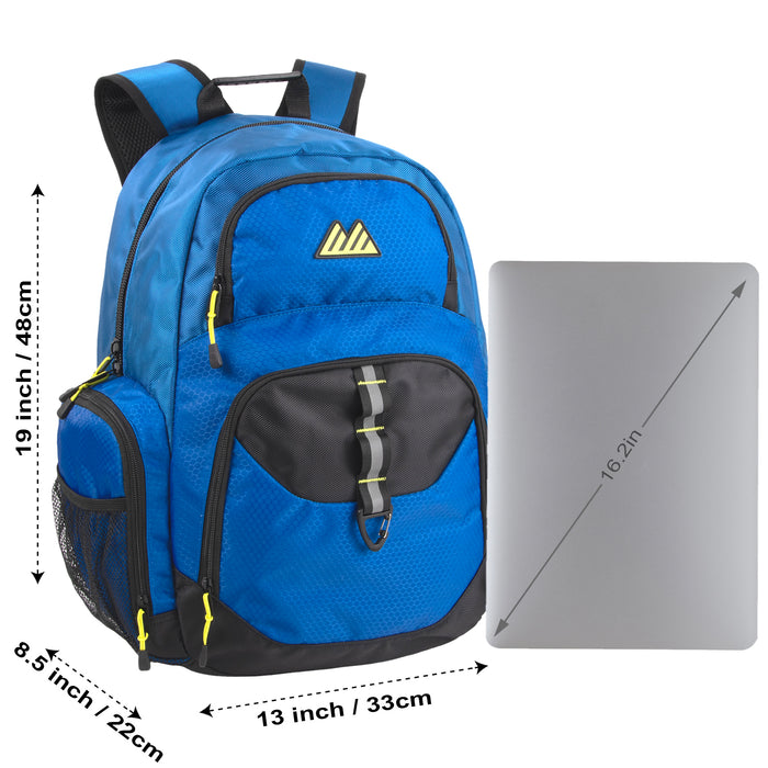 19-inch Mountain Edge Multi Pocket Daisy Chain With D Ring Backpack w Laptop Sleeve - 3 Colors - BagsInBulk.ca