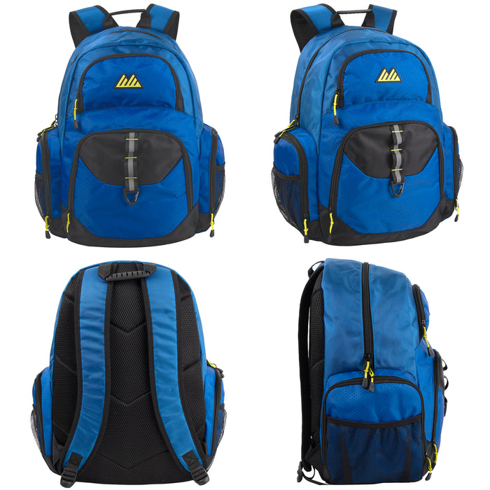 19-inch Mountain Edge Multi Pocket Daisy Chain With D Ring Backpack w Laptop Sleeve - 3 Colors - BagsInBulk.ca