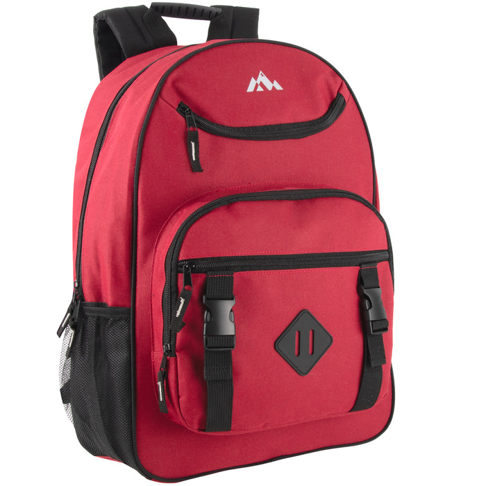 18 Inch Double Buckle Backpack with Laptop Section - 4 Colors - BagsInBulk.ca