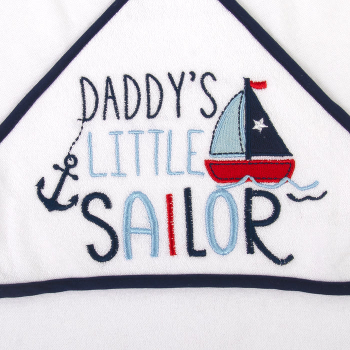 Baby Bath Set with Hooded Towel & 5 Wash Cloths - Little Sailor Theme - BagsInBulk.ca