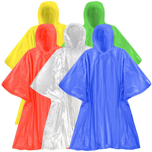 Disposable Rain Ponchos - 5 Colors - BagsInBulk.ca