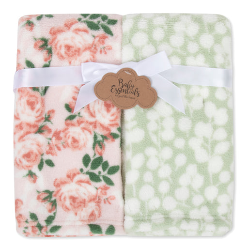 Printed Blankets 36" x 30" 2-Pack - Floral - BagsInBulk.ca