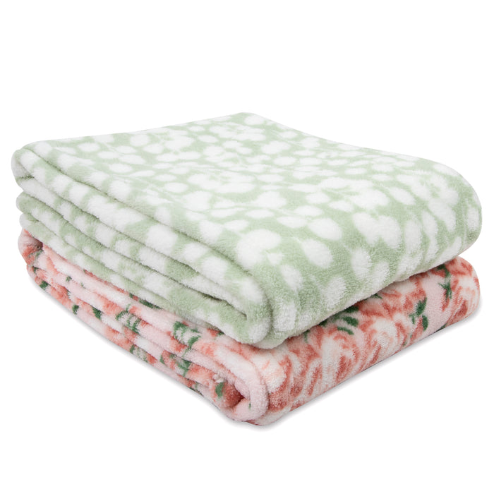 Printed Blankets 36" x 30" 2-Pack - Floral - BagsInBulk.ca