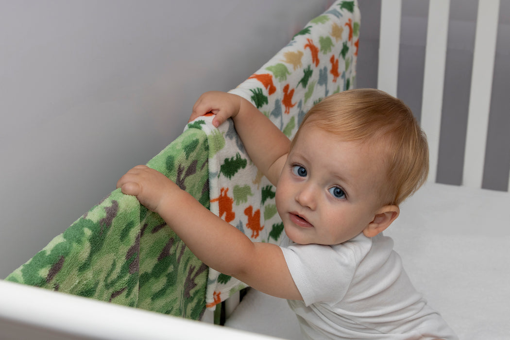 Printed Blankets 36" x 30" 2-pack - Dinosaur + Camo - BagsInBulk.ca