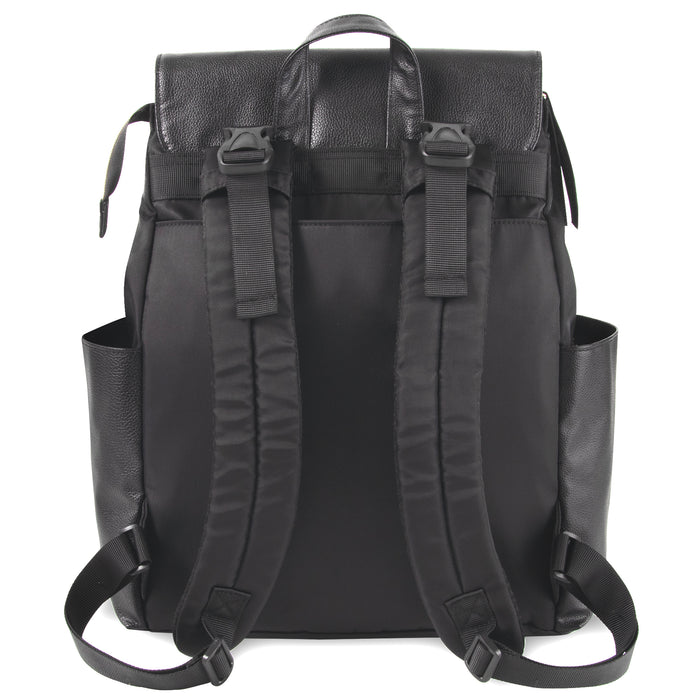 Baby Essentials Vegan Leather Diaper Bag - Black - BagsInBulk.ca