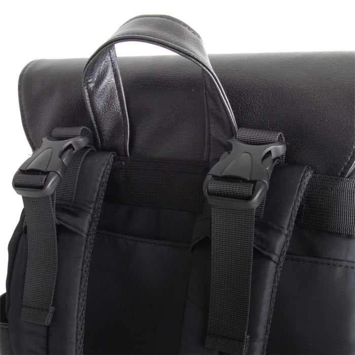 Baby Essentials Vegan Leather Diaper Bag - Black - BagsInBulk.ca