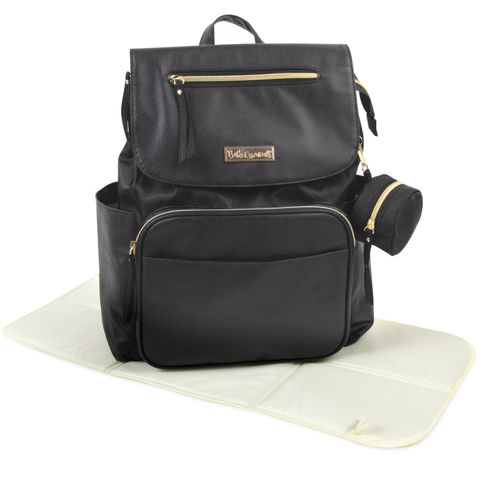 Baby Essentials Vegan Leather Diaper Bag - Black - BagsInBulk.ca