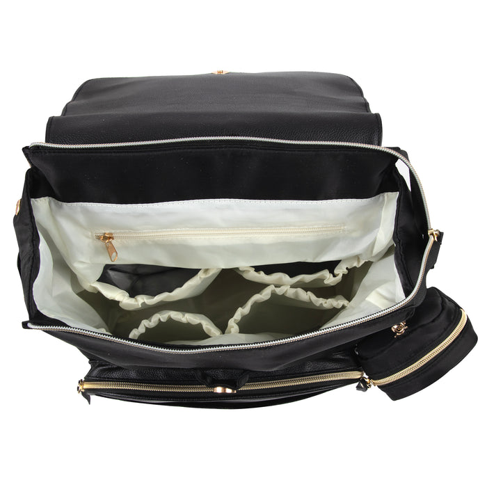 Baby Essentials Vegan Leather Diaper Bag - Black - BagsInBulk.ca