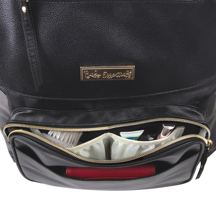 Baby Essentials Vegan Leather Diaper Bag - Black - BagsInBulk.ca