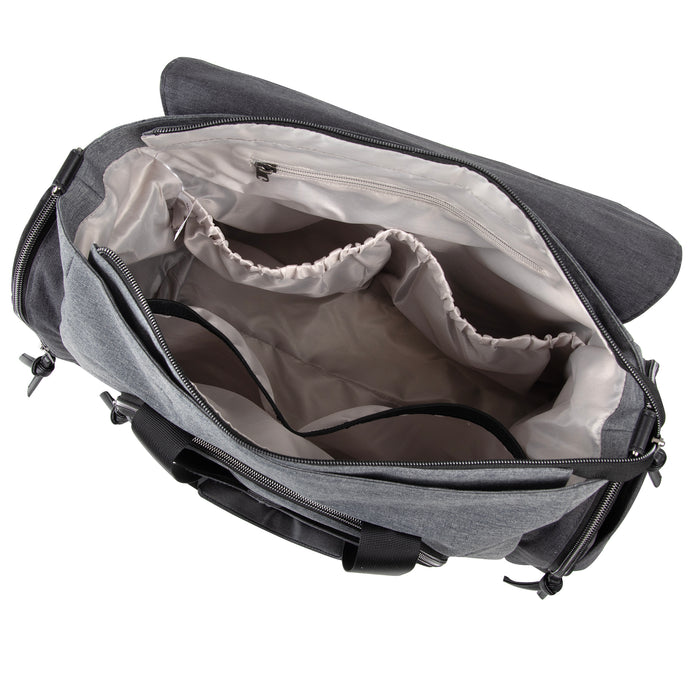 Baby Essentials 2 In 1 Convertible Duffel Tote Diaper Bag - Grey - BagsInBulk.ca