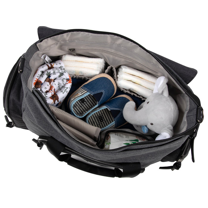 Baby Essentials 2 In 1 Convertible Duffel Tote Diaper Bag - Grey - BagsInBulk.ca
