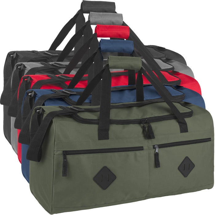 24 Inch Multi Pocket Duffle Bag - Solid Colors - BagsInBulk.ca