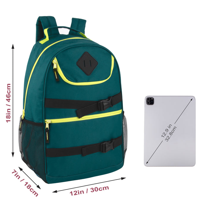 18 Inch Double Buckle Backpack - 4 Colors - BagsInBulk.ca