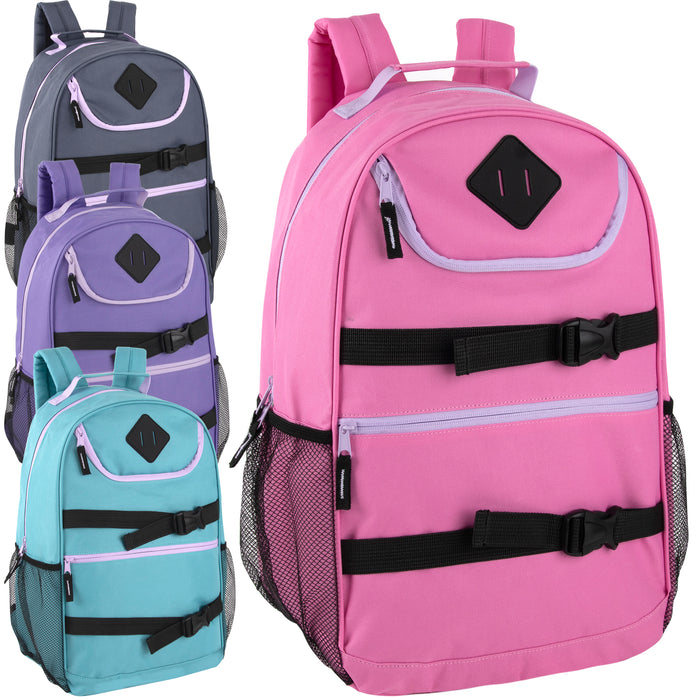 18 Inch Double Buckle Backpack - 4 Girls Colors - BagsInBulk.ca