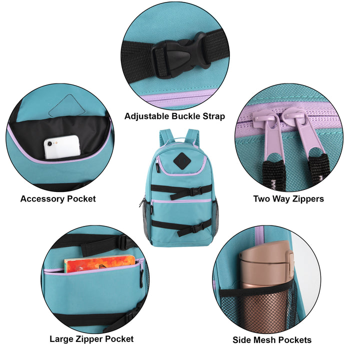 18 Inch Double Buckle Backpack - 4 Girls Colors - BagsInBulk.ca