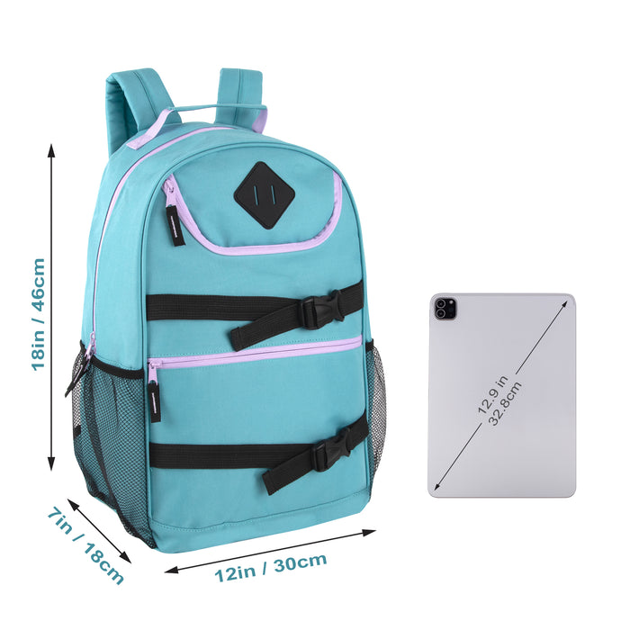 18 Inch Double Buckle Backpack - 4 Girls Colors - BagsInBulk.ca