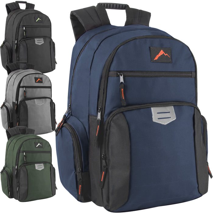 Reflective Multi Pocket Backpack with Laptop Section - 4 Colors - BagsInBulk.ca