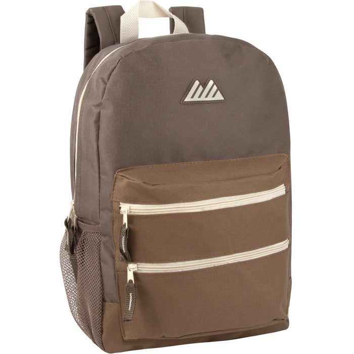 17-Inch Double Front Zippered Pocket Backpack - 5 Colors - BagsInBulk.ca
