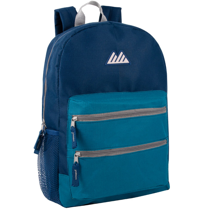 17-Inch Double Front Zippered Pocket Backpack - 5 Colors - BagsInBulk.ca