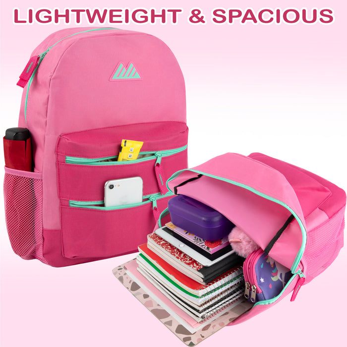 17-Inch Double Front Zippered Pocket Backpack - 5 Pastel Color - BagsInBulk.ca