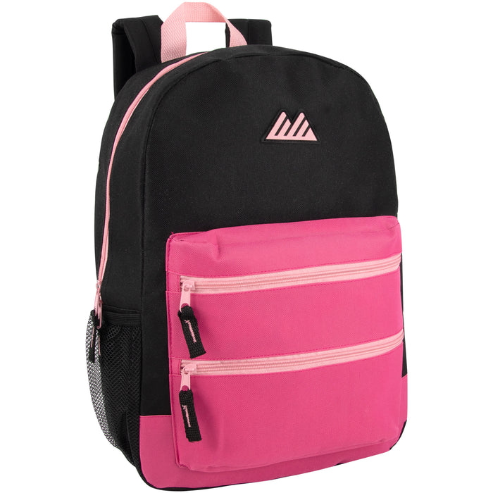 17-Inch Double Front Zippered Pocket Backpack - 5 Pastel Color - BagsInBulk.ca