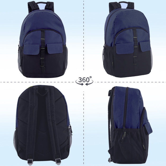 18 Inch Double Flap & Daisy Chain Backpack - 3 Colors - BagsInBulk.ca