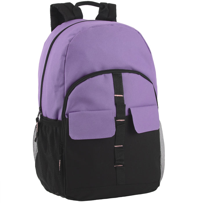18 Inch Double Flap & Daisy Chain Backpack - 3 Pastel Colors - BagsInBulk.ca