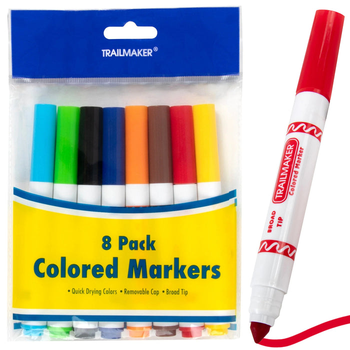 8 Pack of Broad Tip Markers - BagsInBulk.ca
