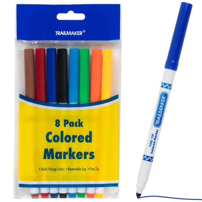 8 Pack of Fine Tip Markers - BagsInBulk.ca