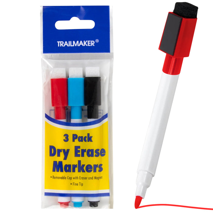 Dry Erase Markers with Eraser Top 3-Pack - BagsInBulk.ca