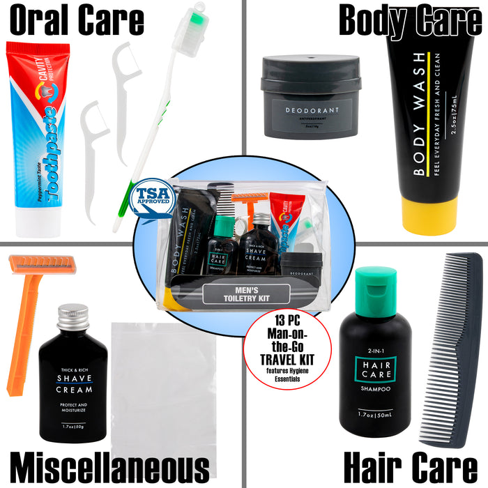 Men's 13-piece Toiletry Kit with Pouch - BagsInBulk.ca