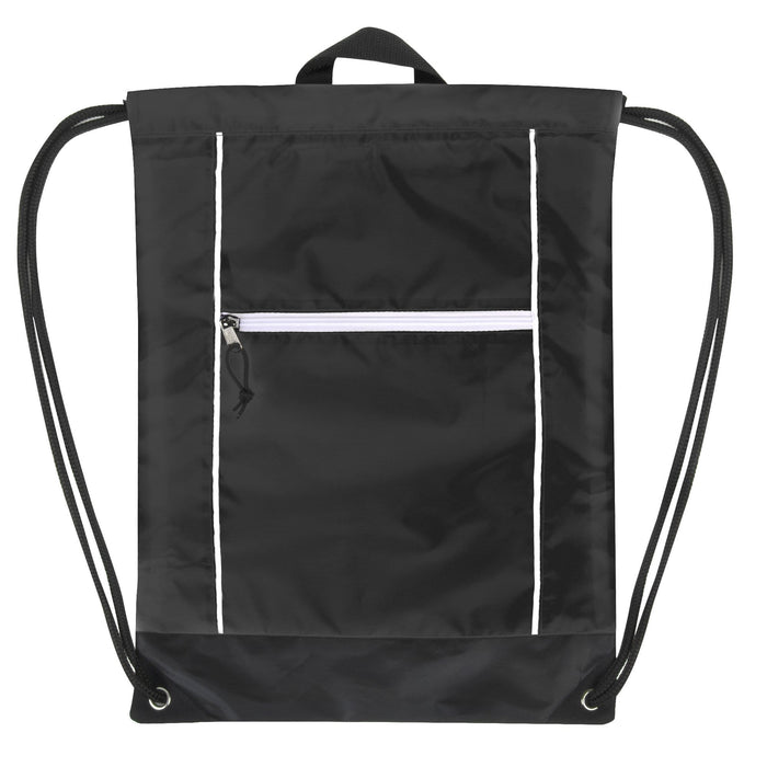 18 Inch Front Zippered Drawstring Bag - 3 Colors - BagsInBulk.ca
