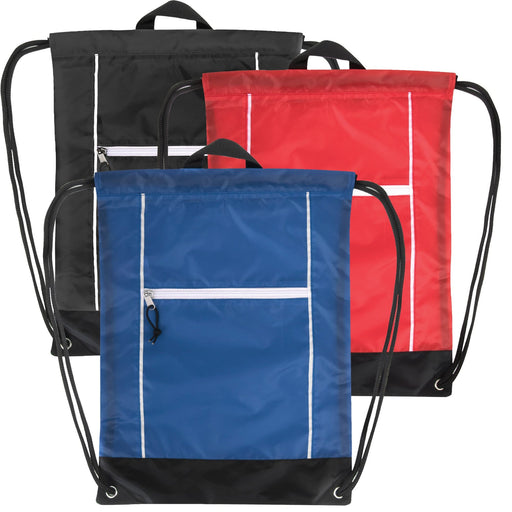 18 Inch Front Zippered Drawstring Bag - 3 Colors - BagsInBulk.ca
