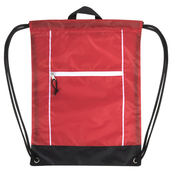 18 Inch Front Zippered Drawstring Bag - 3 Colors - BagsInBulk.ca