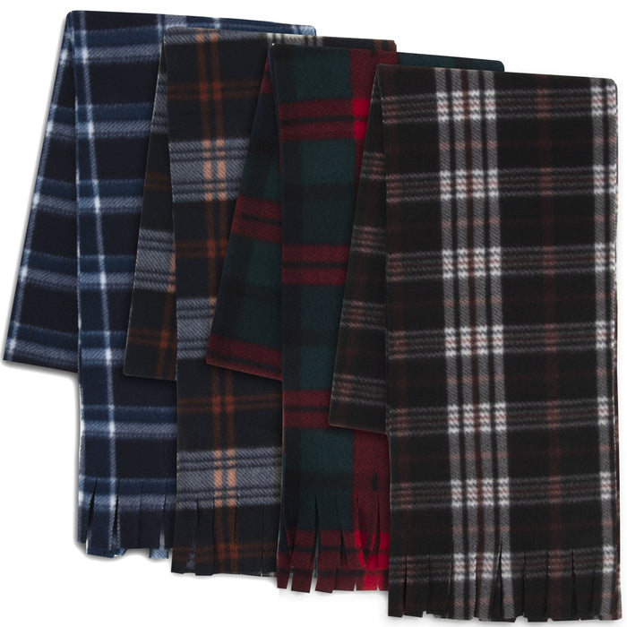 Adult Fleece Scarves 60" x 8" With Fringe - Flannel Scarves - BagsInBulk.ca