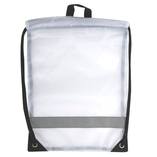 18 Inch Safety Drawstring Bag With Reflective Strip - White - BagsInBulk.ca