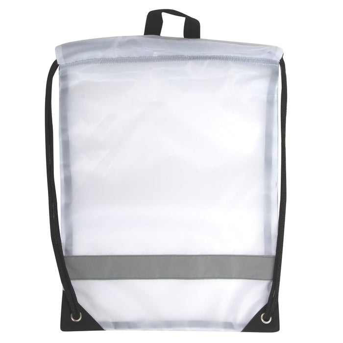 18 Inch Safety Drawstring Bag With Reflective Strip - White - BagsInBulk.ca