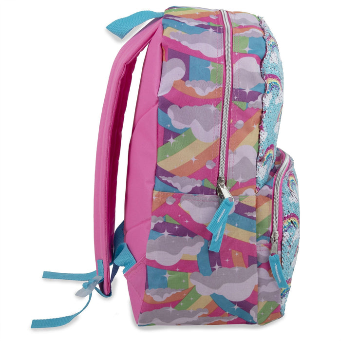 17 Inch Kids Reversible Sequins Backpack - Rainbow - BagsInBulk.ca